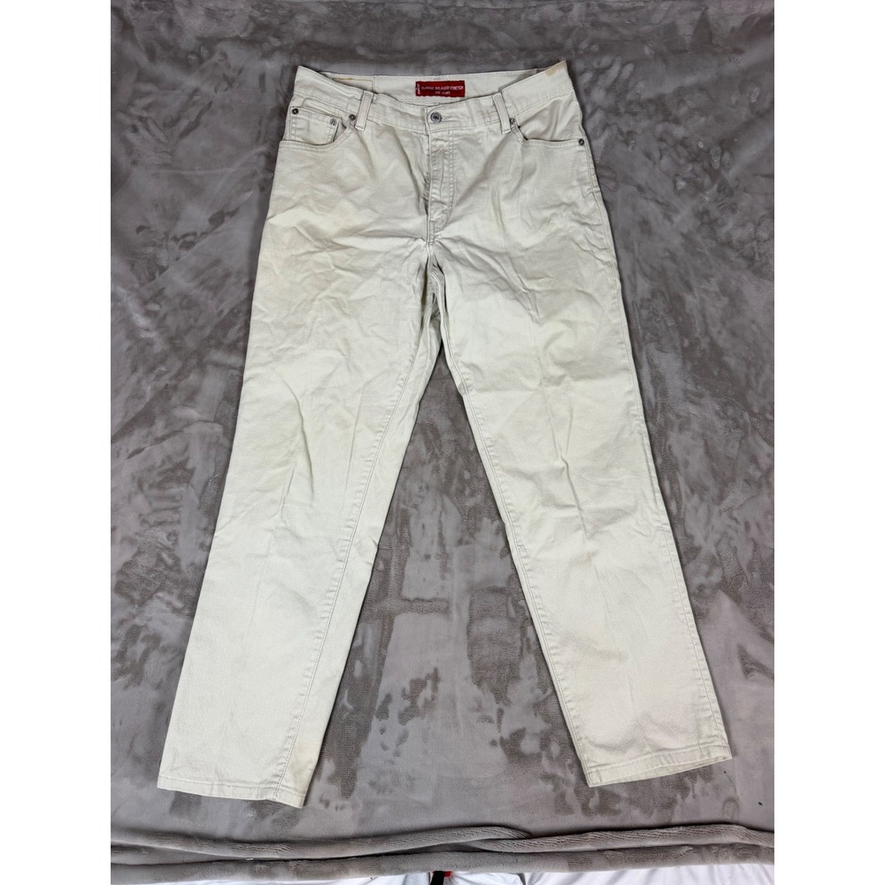 Levis 550 Relaxed Fit Tapered Leg Jeans Beige Khaki Mens 14 M Stretch Cotton
